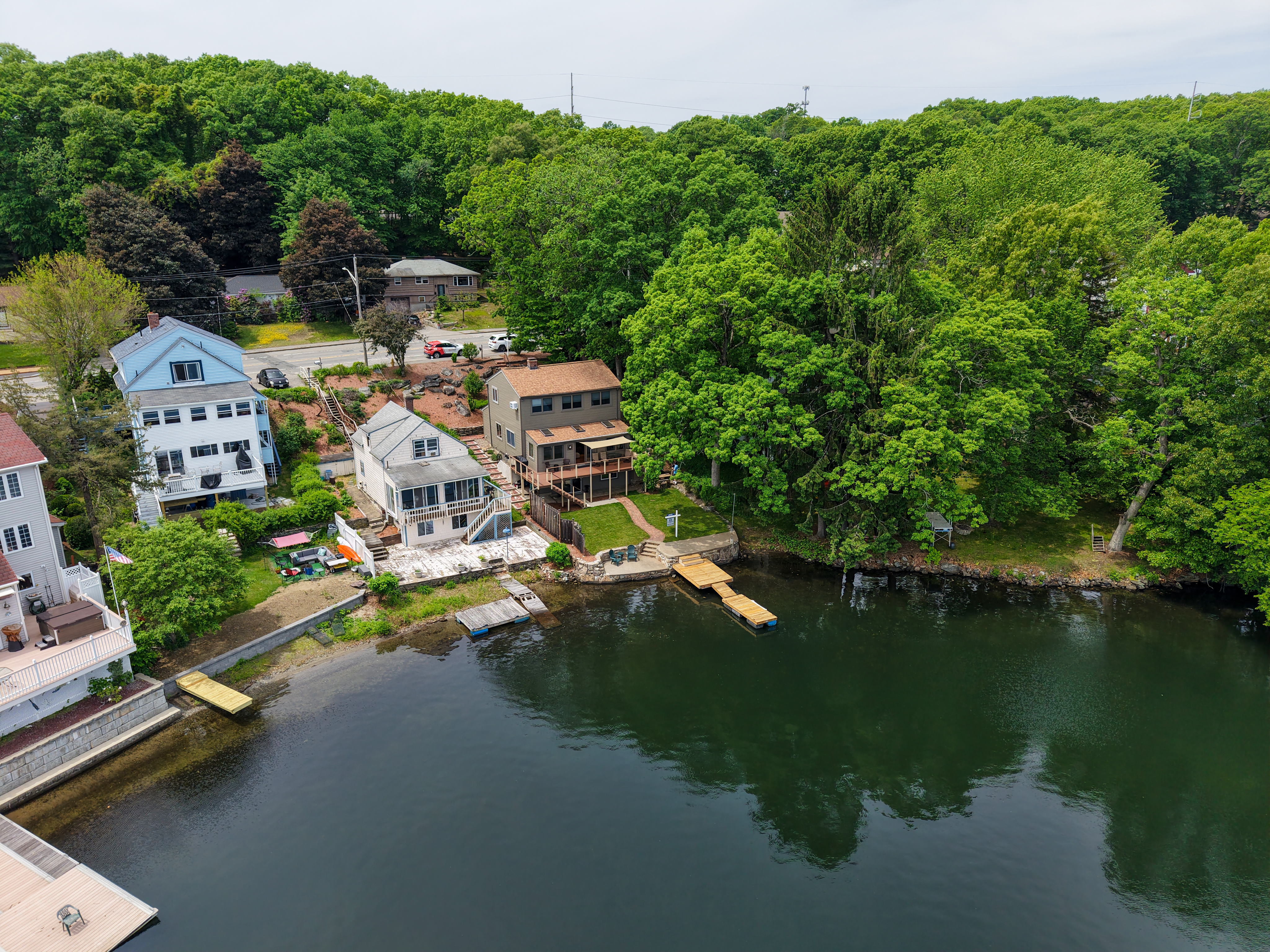 Lakefront properties aerial