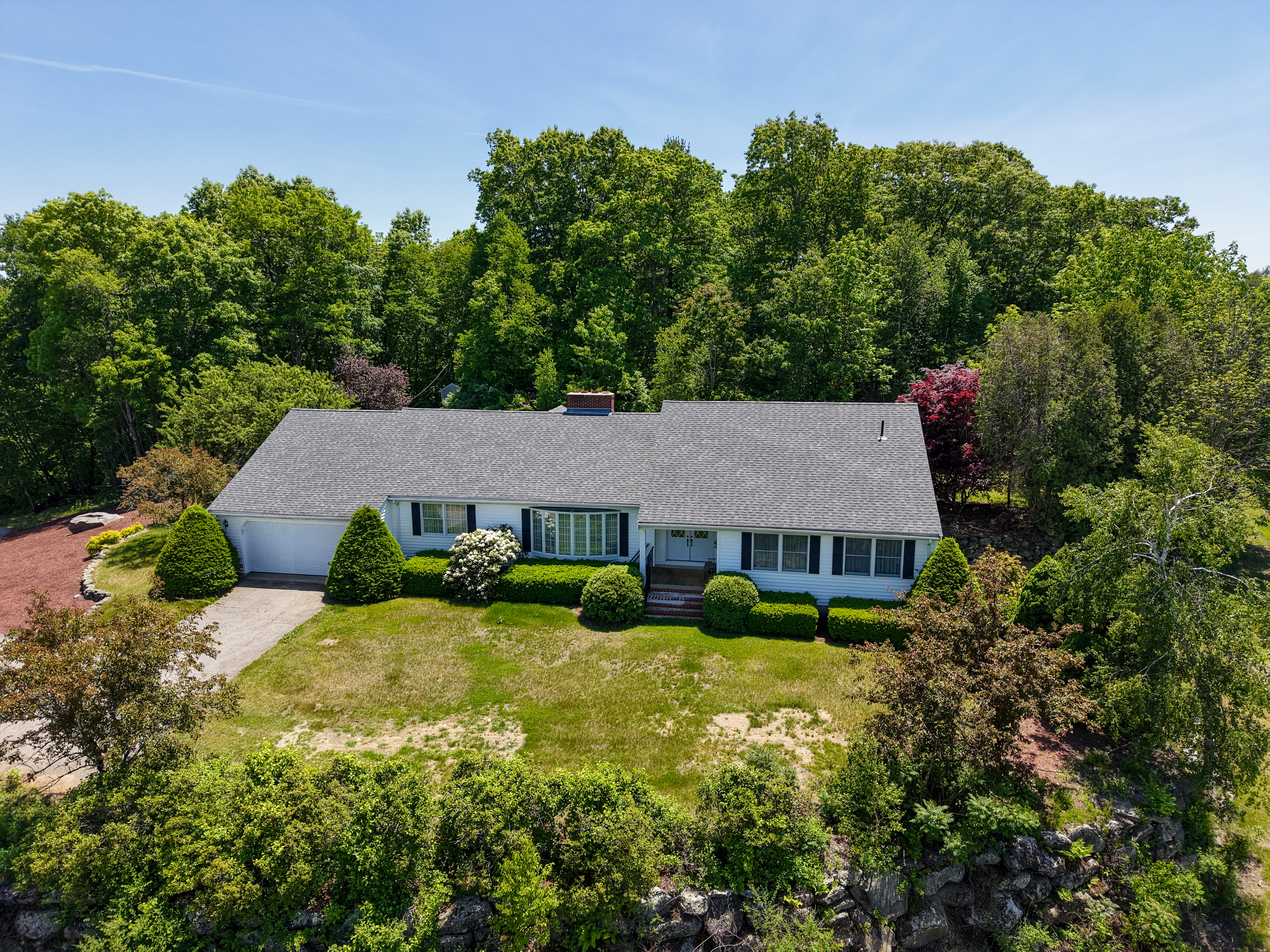 Ranch home aerial view